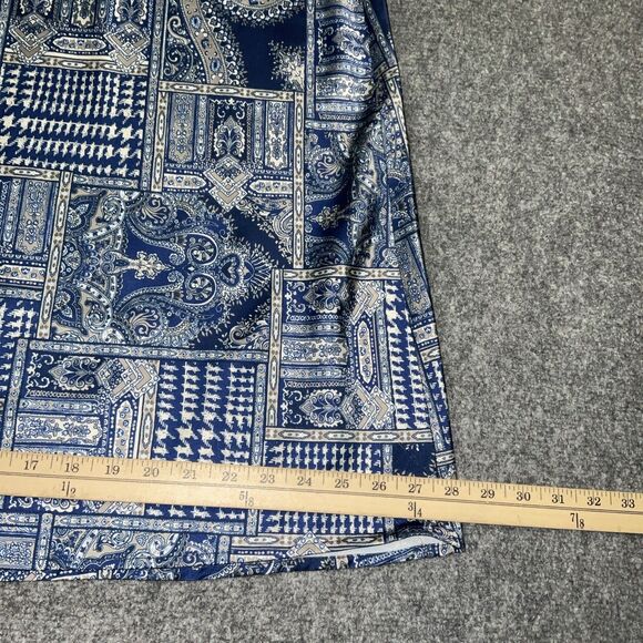 J. McLaughlin Skirt Womens Size 6 Blue Silky Maxi Aline Date Party Business - Picture 6 of 10